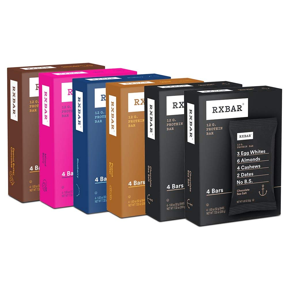 RXBAR Protein Bar, Variety Pack, 5 Flavors (6 Boxes, 24 Bars)