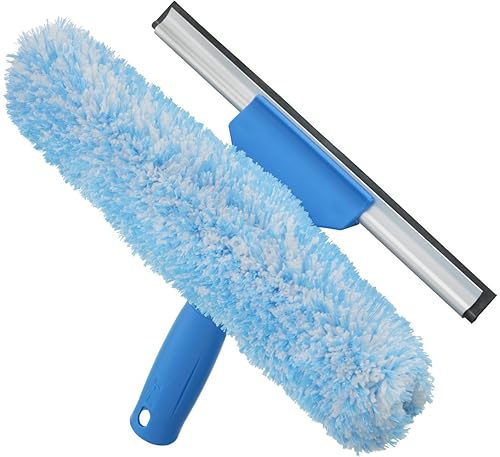 Unger Professional 2-in-1 Squeegee & Scrubber - 10” Window Cleaning Tool - Cleaning Supplies, Squeegee for Window Cleaning, Commercial & Residential