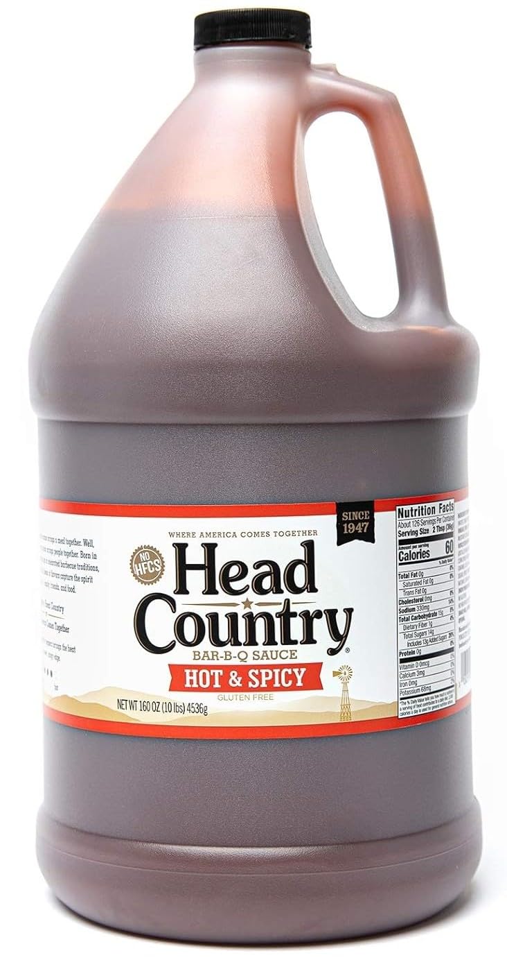 Head Country BBQ Sauce, Hot & Spicy | 160 Ounce Jug | Sweet, Savory, & Heat