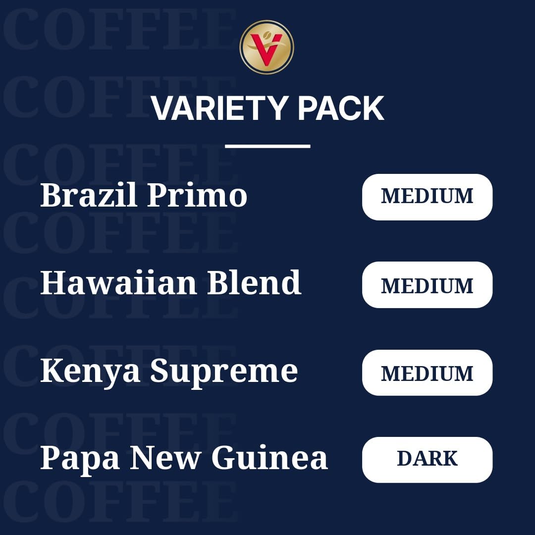 Victor Allen's Coffee Around The World Variety Pack (Brazil Primo, Kenya Supreme, Kona Blend, Papua New Guinea), 96 Count, Single Serve Coffee Pods