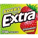 Extra, Sours Strawberry Sugar Free Chewing Gum Sour Candy Fruit Gum, 15 Stick Pack, 15 Count