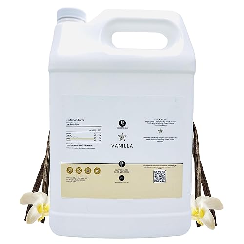 Dolce Flav Vanilla Extract 1 Gallon - 1 Gallon Water-Soluble Kosher, Sugar-Free, Concentrated Vanilla Flavoring for Baking, Cookies & Desserts