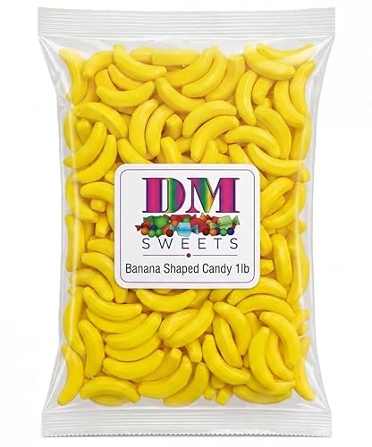Banana Shaped Candy - 1 lb Bulk Bag of Crunchy Fruit Flavor Nostalgic Retro Treat