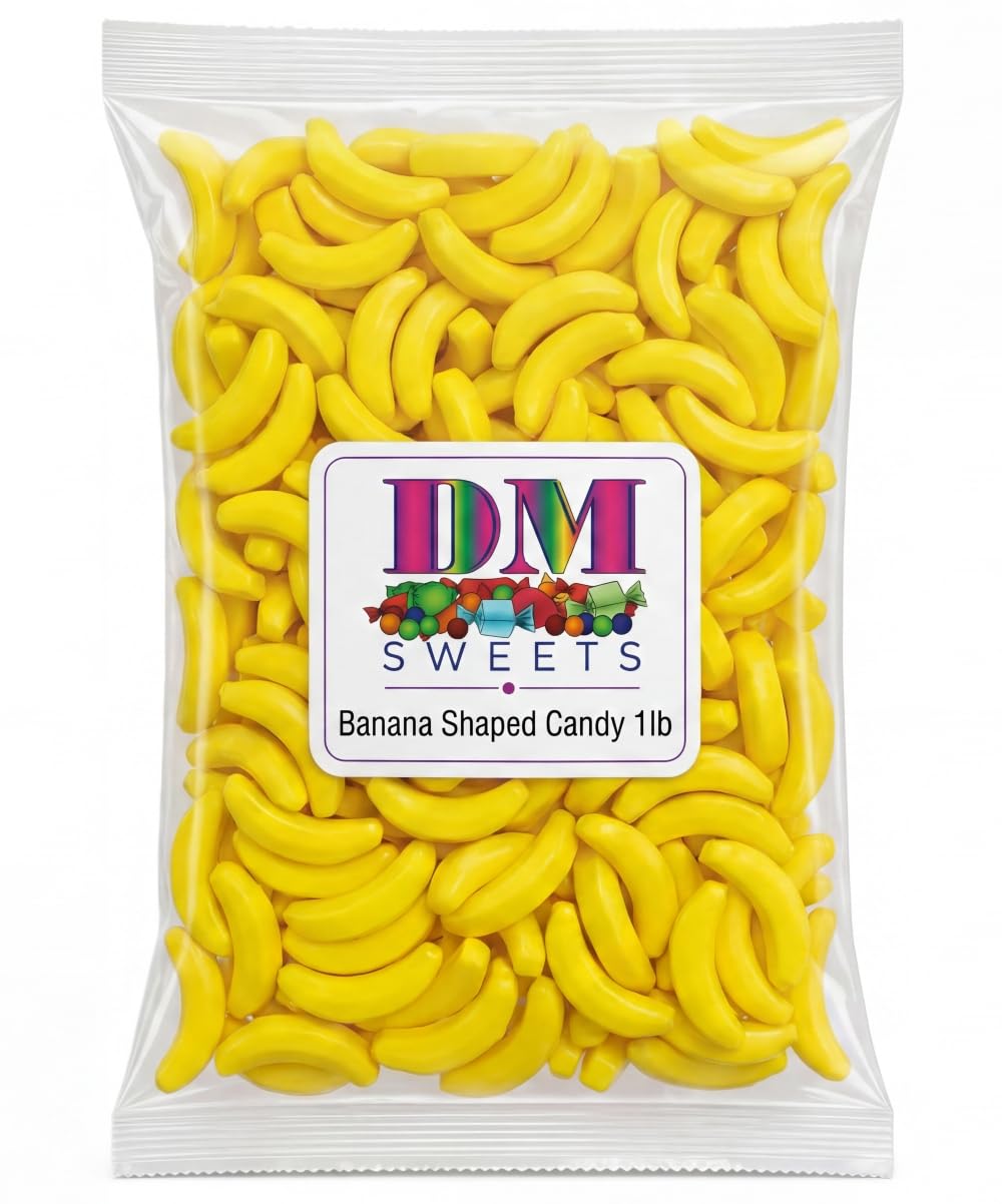 Banana Shaped Candy - 1 lb Bulk Bag of Crunchy Fruit Flavor Nostalgic Retro Treat