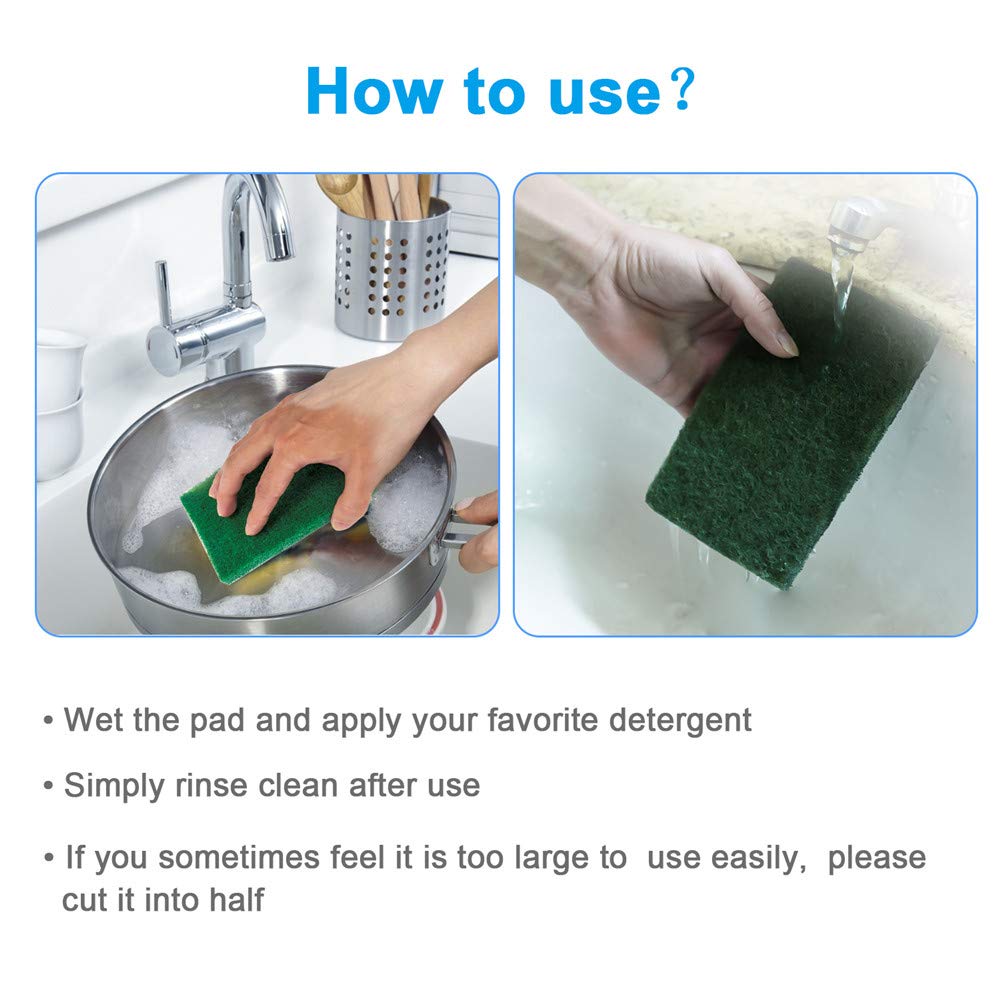 8PCS Scouring Pad - Premium Heavy Duty Scrub Pads, Reusable Household Green Dish Scrubber, Multipurpose Scour pad - for Kitchen Scrubber & Metal