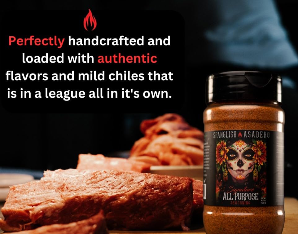 Spanglish Asadero 5oz Signature All Purpose Spice | Mexican Seasoning for Steak, Chicken, Pork, Lamb, and Elote | Low Sodium BBQ Rub and Marinade