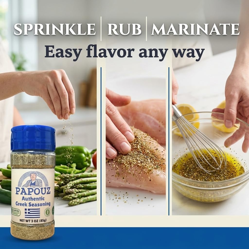 Papouz Greek Seasoning All-Purpose Mediterranean Seasoning & Rub - Multi Pack Spice Mix for Chicken, Potatoes, Beef, Lamb, Pork, Fish, Gyros