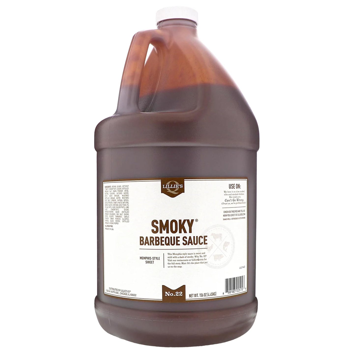 Lillie's Q - Smoky Barbeque Sauce, Gourmet BBQ, Sweet Brown Sugar BBQ Sauce, Mild Smoky Flavor, Premium Ingredients (156 oz)