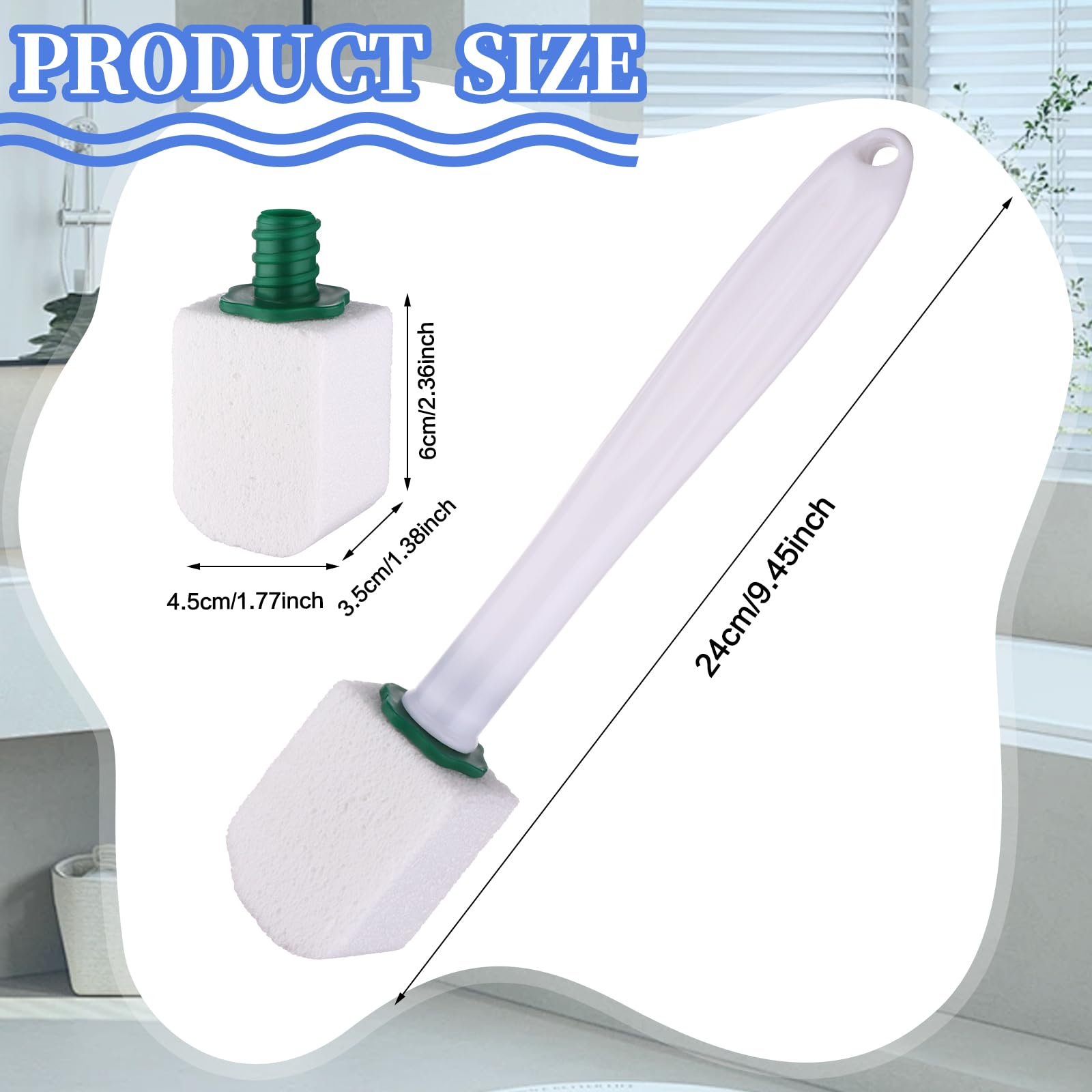 Mkhaslri 26 Pcs Toilet Pumice Stone with Long Handle Toilet Bowl Cleaner Brush Wand Refills Pumice Stone Block Deep Cleaning Remover Tool for Pool