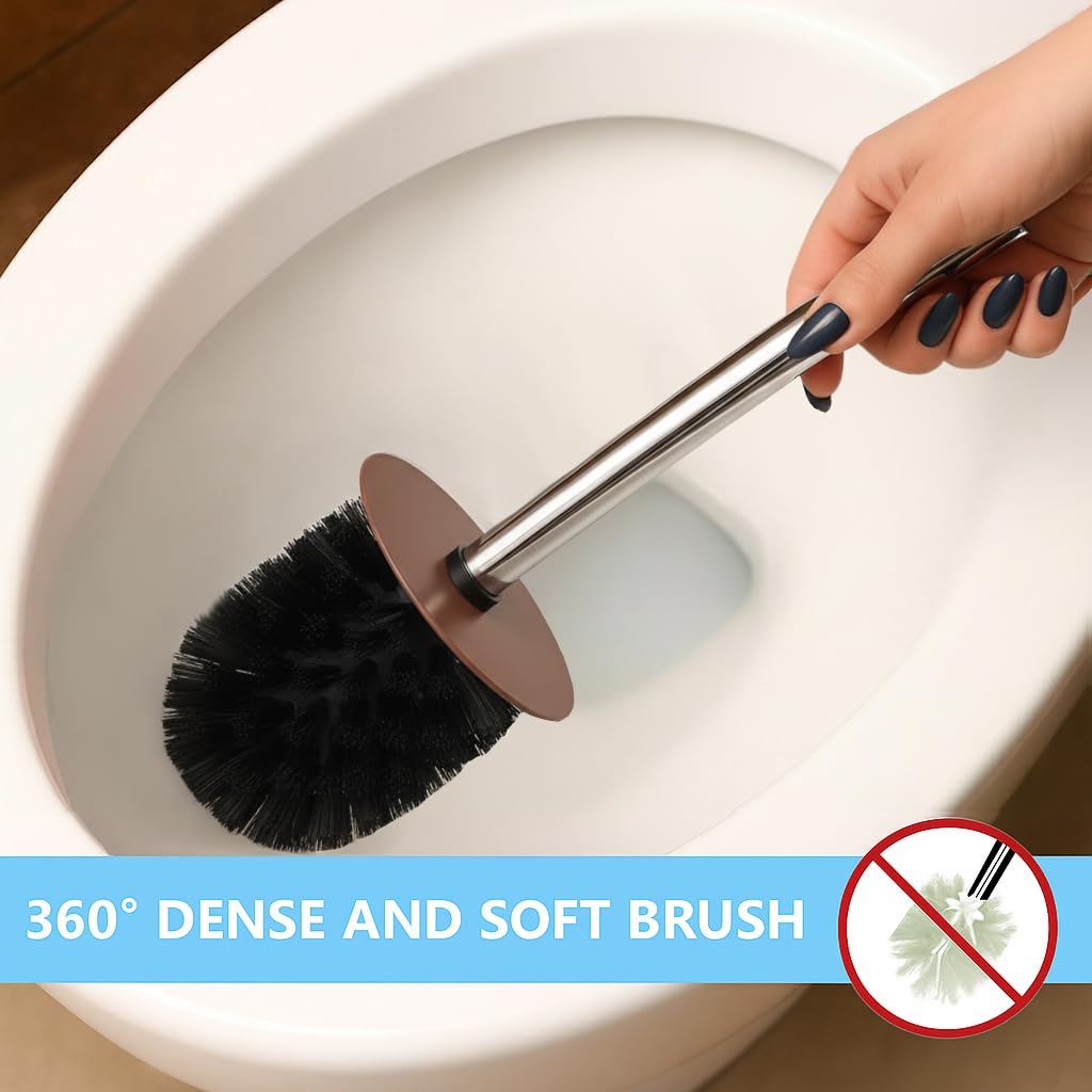 Deep & Sturdy Toilet Bowl Brush with Holder - Doughnut Bowl Brush - Durable Scrubbing - Toilet Cleaners - Household Essentials - Bathroom Cleaner