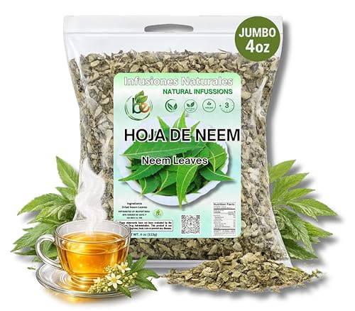 Neem (Hoja) Leaf Herbal Tea - 4 oz (113 g) - Wild Harvested & Shade-Dried Loose Leaf - 100% Natural, Vegan, Non-GMO, Caffeine-Free - Dried Neem Leaves