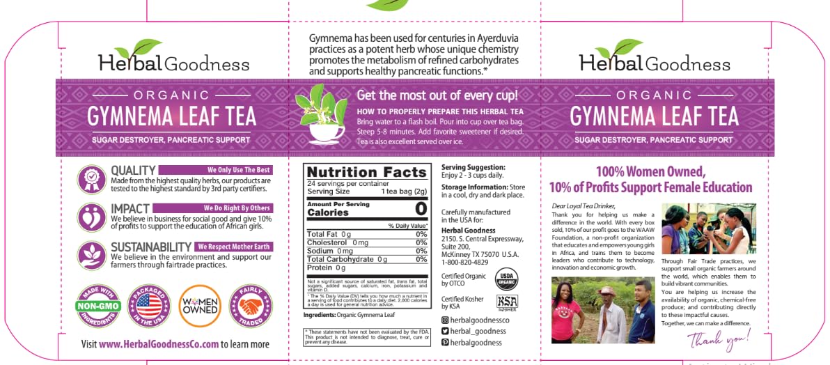 Gymnema Leaf Tea | 100% Organic Herbal Tea for Healthy Metabolism | Natural Sweet Cravings Support | Caffeine-Free, Keto-Friendly, Vegan, Gluten