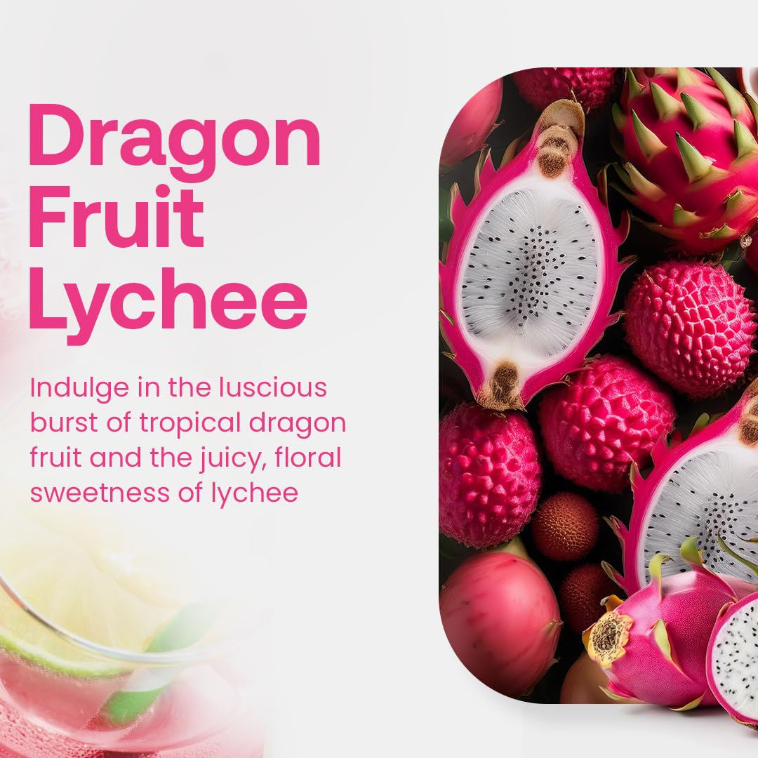 Dr. Smoothie Refreshers Dragon Fruit Lychee - Made with Real Fruit Juice - Drink Concentrate, No Artificial Colors, Shelf-Stable - Lightly Caffeinated