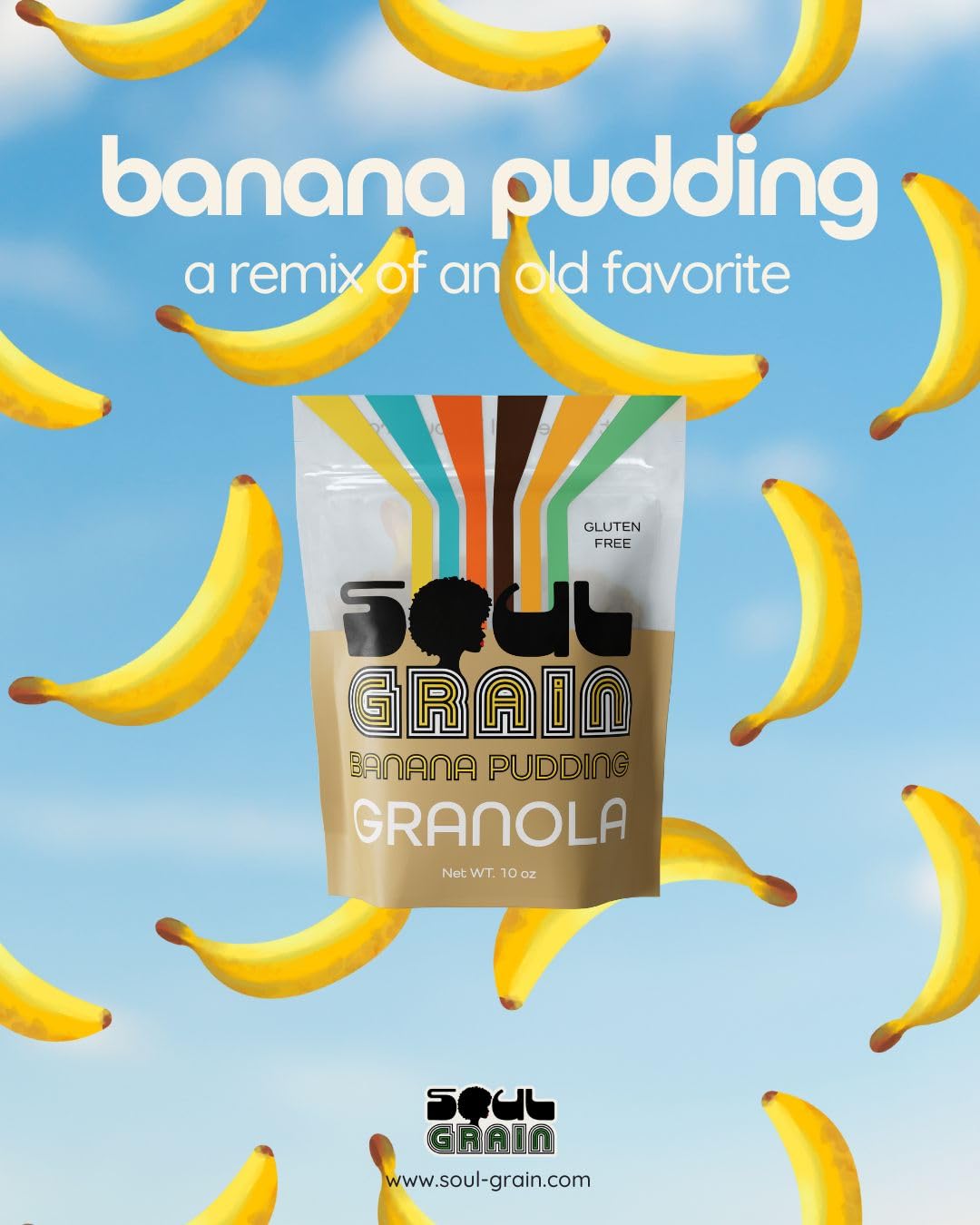 Soul Grain Banana Pudding Granola - 10oz Naturally Sweetened Hand-Crafted Gluten Free with Nostalgic Banana & Vanilla Flavor - Made with Amaranth