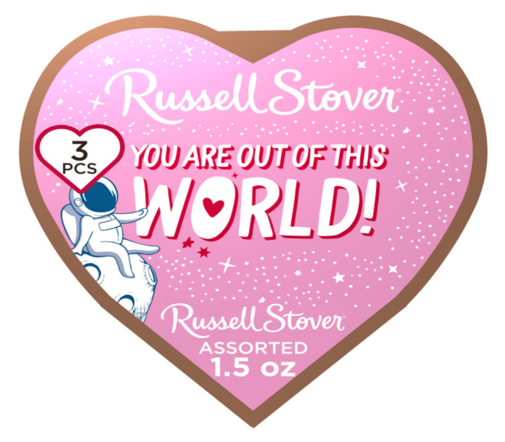 Russell Stover Valentine's Day Cosmic Hearts - Pack of 2-3 Pieces Per Box - Assorted Milk and Dark Chocolate - Great for Giving That Special Someone