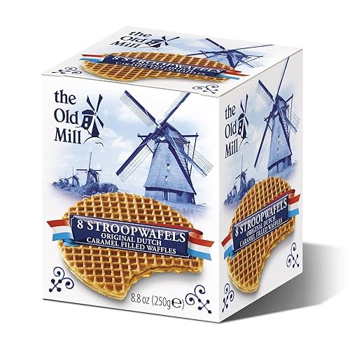 The Old Mill 8 Stroopwafels Original Dutch Caramel Filled Waffels BOX - 250g FROM HOLLAND
