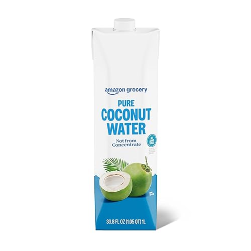 Amazon Fresh, 100% Pure Coconut Water Original, Not from Concentrate, 33.8 Fl Oz
