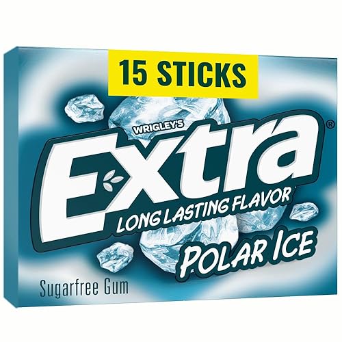 Extra, Polar Ice Sugar Free Chewing Gum Grad Gifts Prom Essentials Mint Gum, 15 Stick Slim Pack, 15 Count