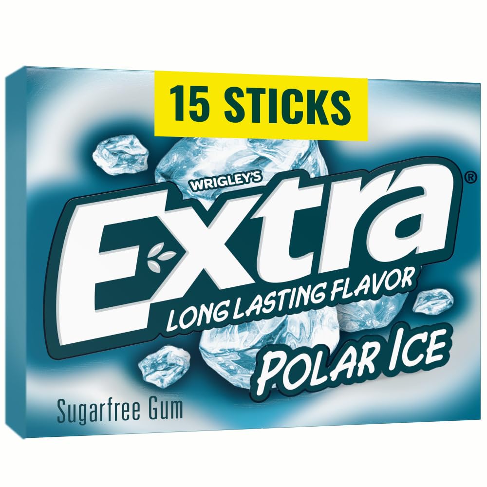 Extra, Polar Ice Sugar Free Chewing Gum Grad Gifts Prom Essentials Mint Gum, 15 Stick Slim Pack, 15 Count
