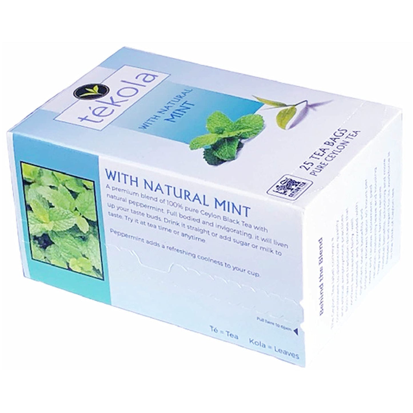 tekola, Ceylon Black Tea with Peppermint flavor. A premium blend of 100% pure Ceylon Tea. Full-bodied and invigorating, it will liven up your taste