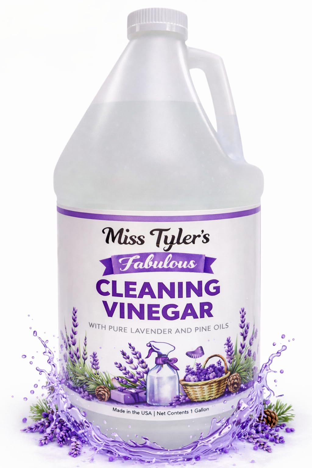 Miss Tyler's Fabulous All Purpose Cleaning Vinegar with Pure Lavender and Pine Oils, 128 Fluid Ounces