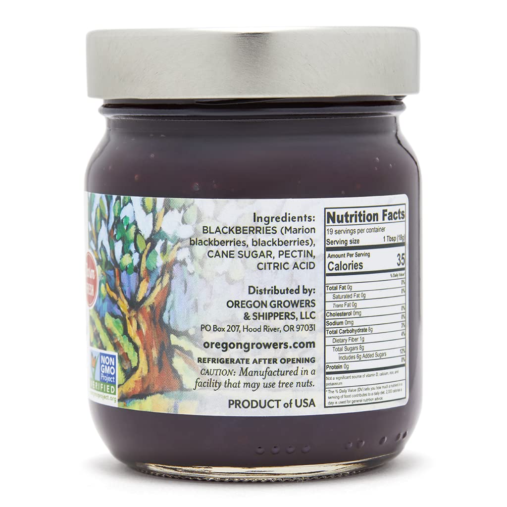 Oregon Growers Marionberry Fruit Spread - Marionberry Jam Made In Oregon, Blackberry Jam, Blackberry Fruit Spread, All Natural Ingredients, Non-GMO