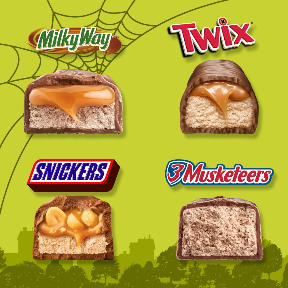 SNICKERS, TWIX, MILKY WAY & 3 MUSKETEERS Chocolate Halloween Candy Bar Assortment, Assorted Chocolate Candy Variety Pack,110 Ct Bulk Bag