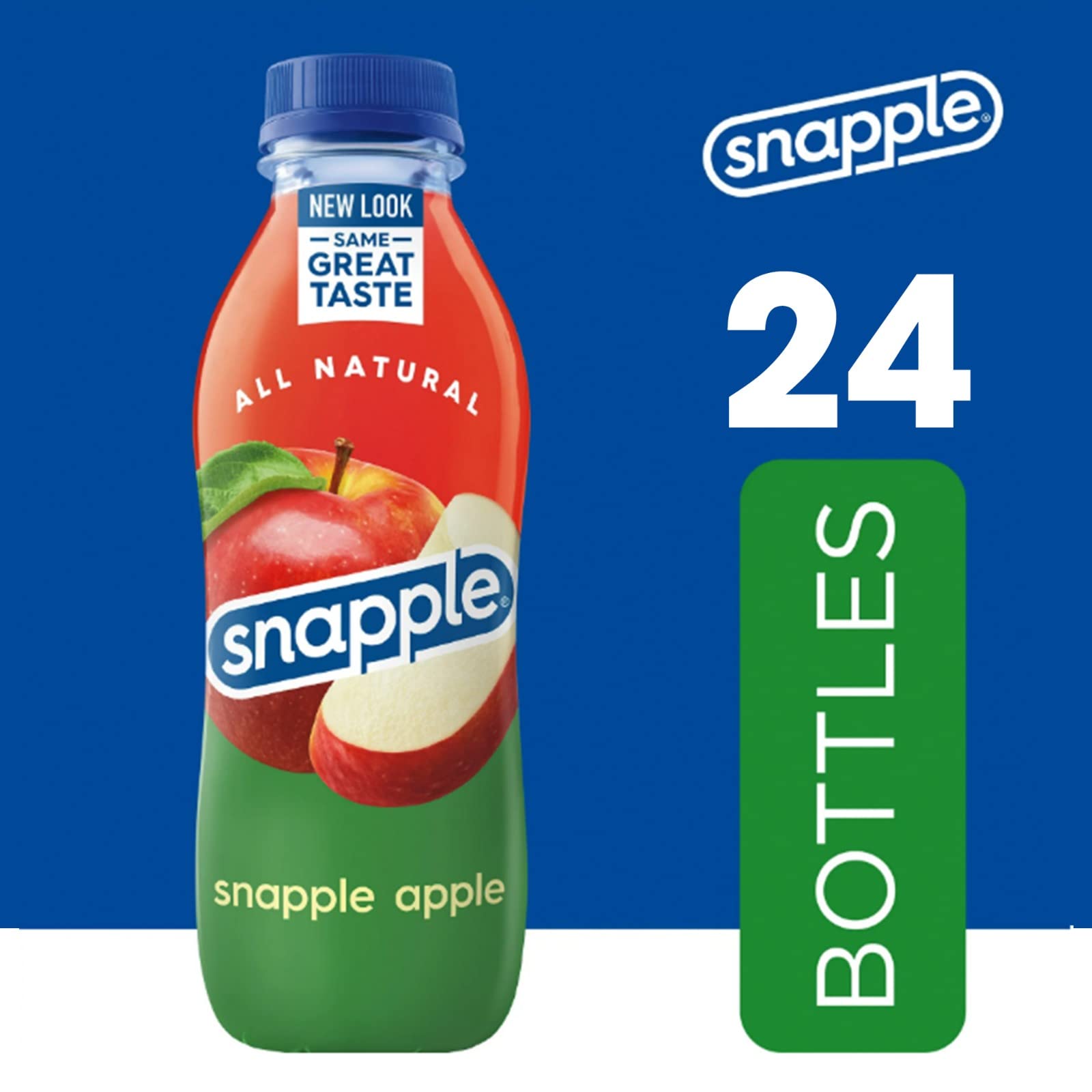 Snapple Apple All Natural Juice Drink Gluten Free 16 fl oz 100% Recycled Plastic Bottle 24 Pack
