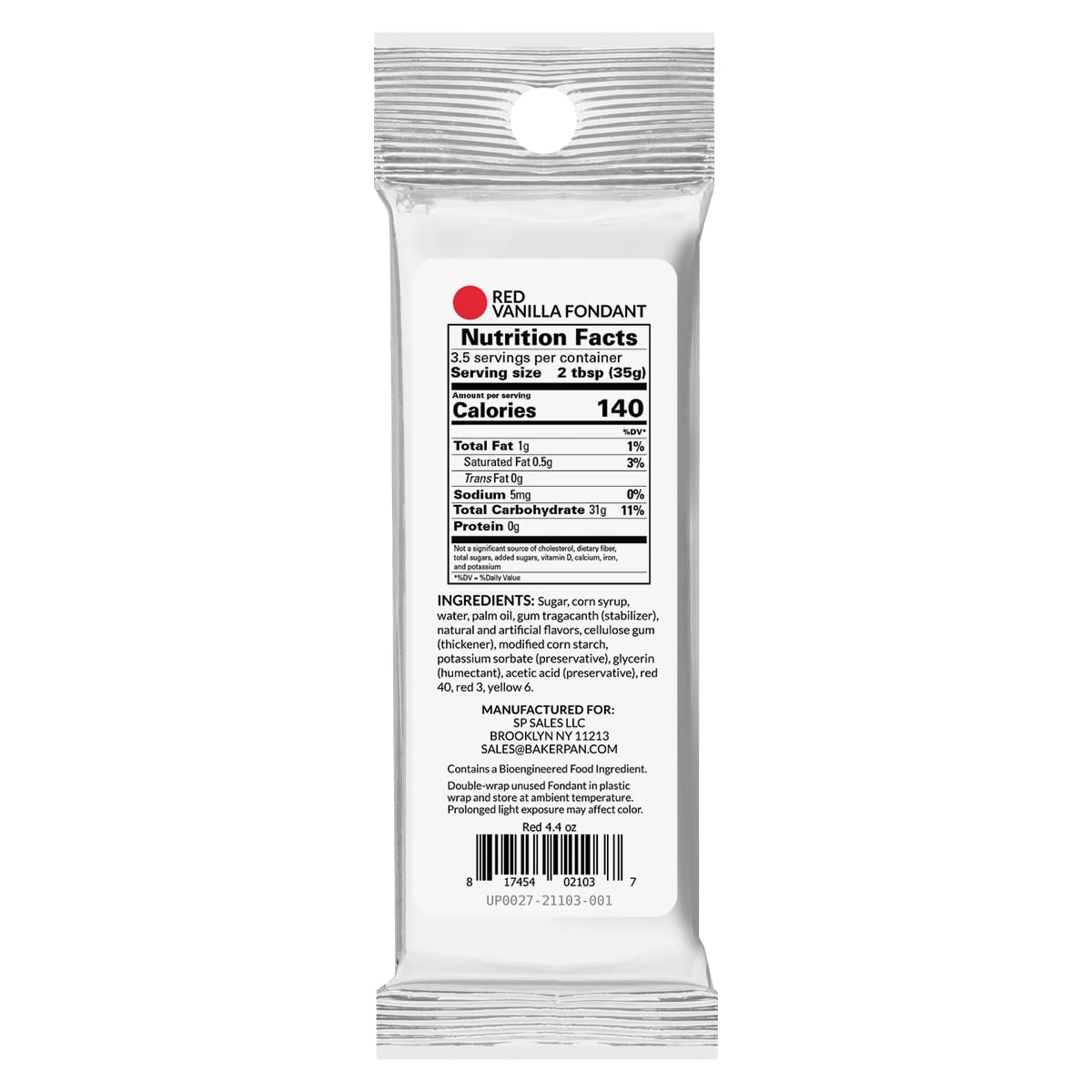 Bakerpan Premium Rolled Red Fondant for Cake Decorating, Vanilla Flavor - 4.4 Ounces (Made in USA)