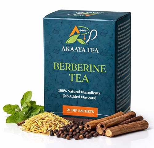 Akaaya Berberine Tea - Caffeine-Free Herbal Tea with Berberine, Cinnamon, Licorice & Black Pepper - Daily Wellness Tea - 21 Sachets - Non-GMO