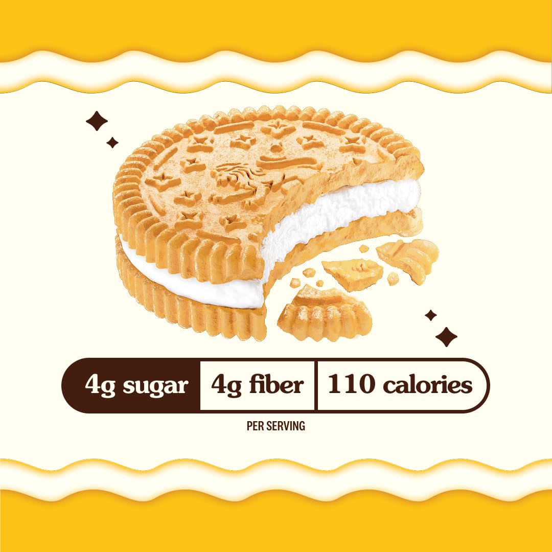 Rip Van LEOs - Golden Vanilla Sandwich Cookies - Low Sugar Snack Cookies - Low Carb Snack - Diabetic Snacks - 40 Low Sugar Cookies (10 Packs