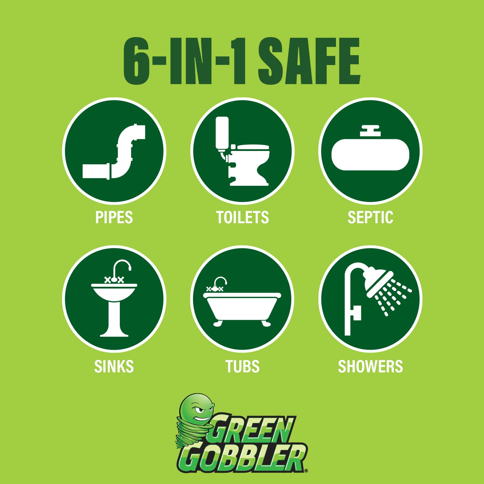 Green Gobbler Drain Clog Remover & Drain Cleaner Powder, 20+ Treatments, Maintenance Breaks Down Grease, Paper, Fat & Oil, Septic Safe