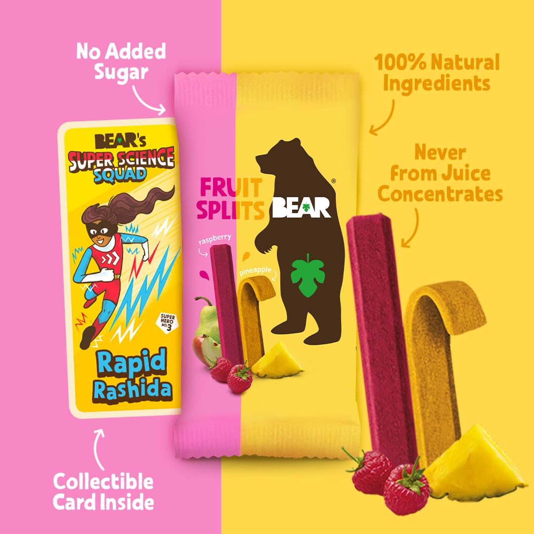 Bear, Fruit Splits Raspberry Pineapple, 3.5 Ounce