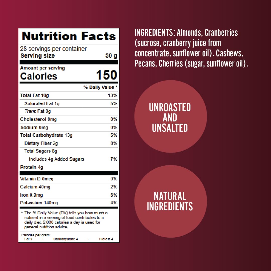Germack® - Cherry Berry Nut Mix - Unroasted and Unsalted (30oz Jar)