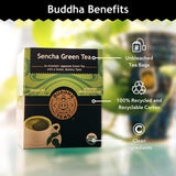 Buddha Teas - Organic Sencha Green Tea - For Health & Wellbeing - Japanese Green Tea - With Antioxidants & Minerals - Clean Ingredients - Caffeinated