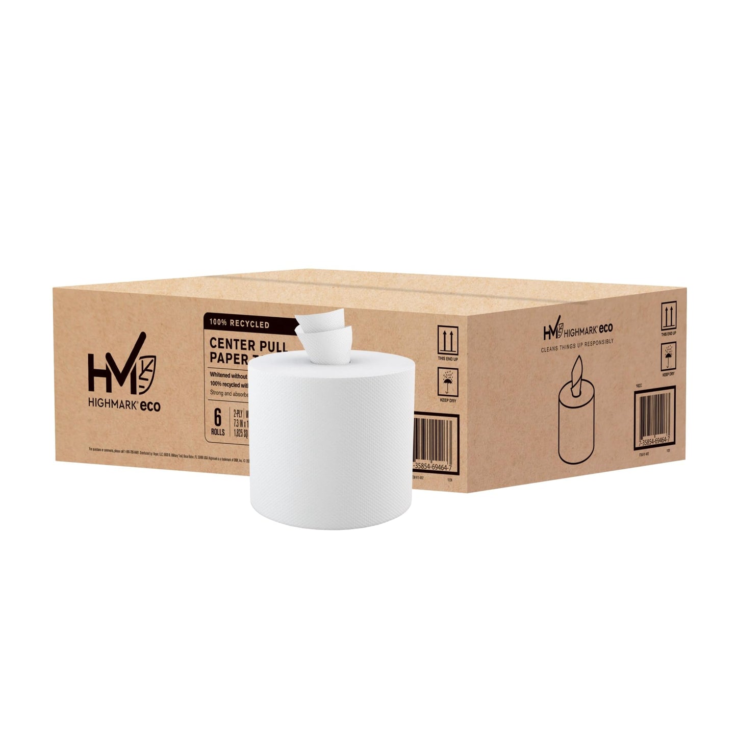 Highmark® ECO Centerpull 2-Ply Paper Towels, 600' Per Roll, 100% Recycled, Pack Of 6 Rolls