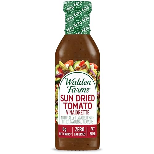 Walden Farms Sun Dried Tomato Vinaigrette - Calorie-Free, Low Carb, Keto-Friendly, Vegan, Sugar-Free Dressing with Rich Tomato & Herb Flavor - 12 oz