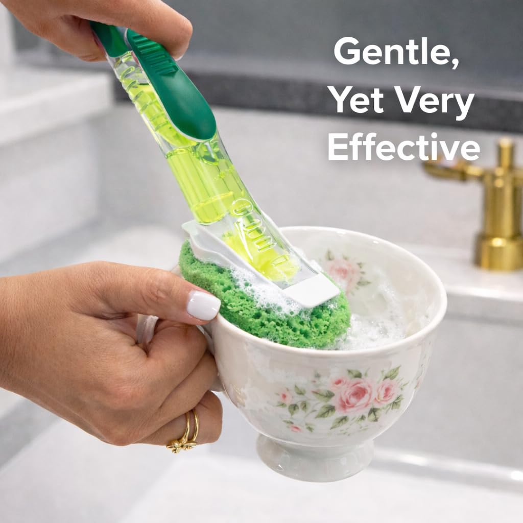 Libman 1131 Gentle Touch Dish Wand Refills, Non-Scratch Cellulose Sponge Heads with Scraper, Fits Libman #1130 Foaming Dish Wand, Made in USA, 12