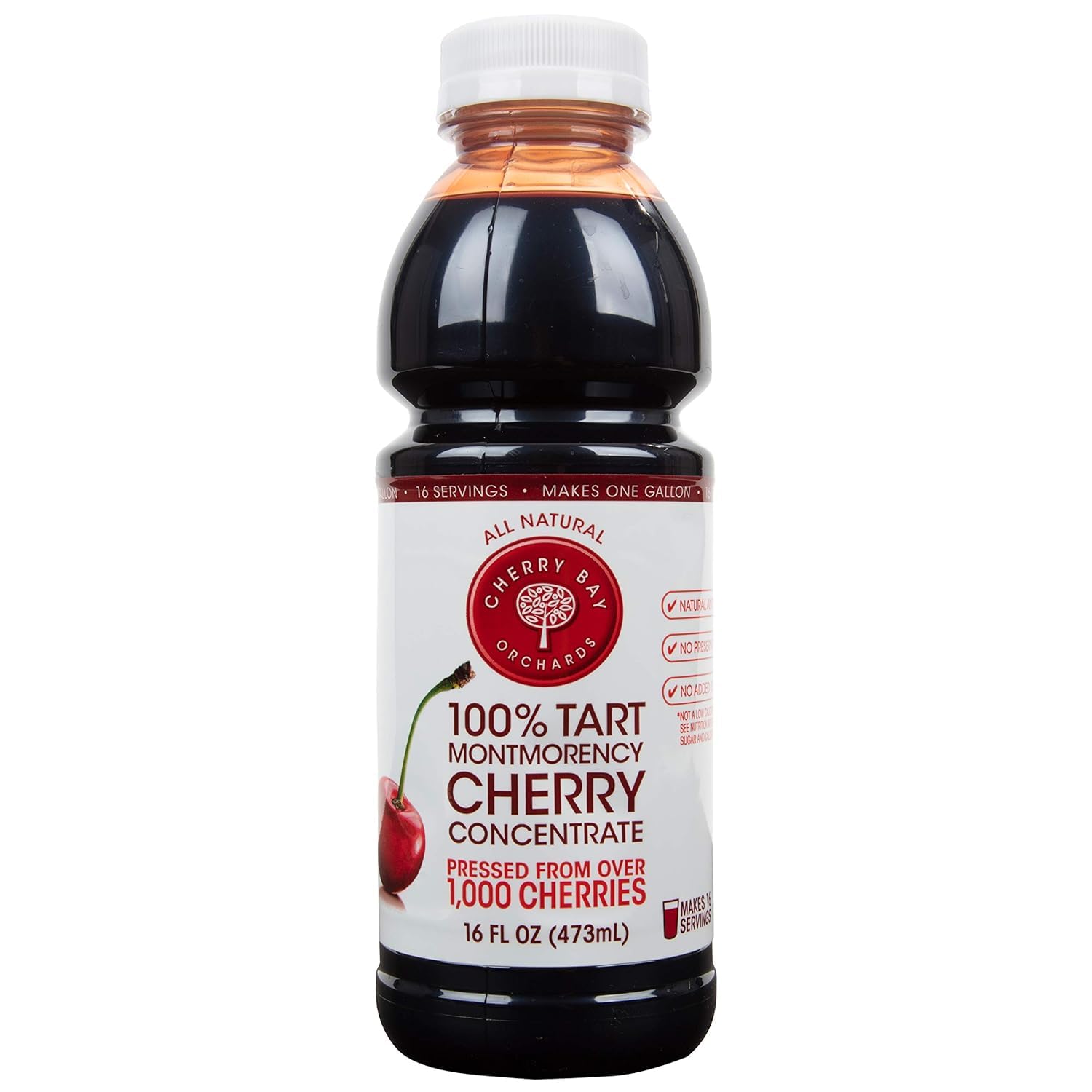 Cherry Bay Orchards Tart Cherry Concentrate - All Natural Juice to Promote Healthy Sleep, 16oz Bottle - Gluten Free, Natural Antioxidants, No Added