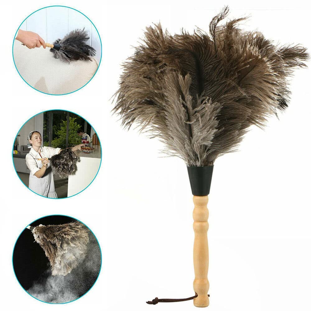 2PACKS 13" Ostrich Feather Duster Durable Dust Collecting Cleaning Tool in Wool Shop