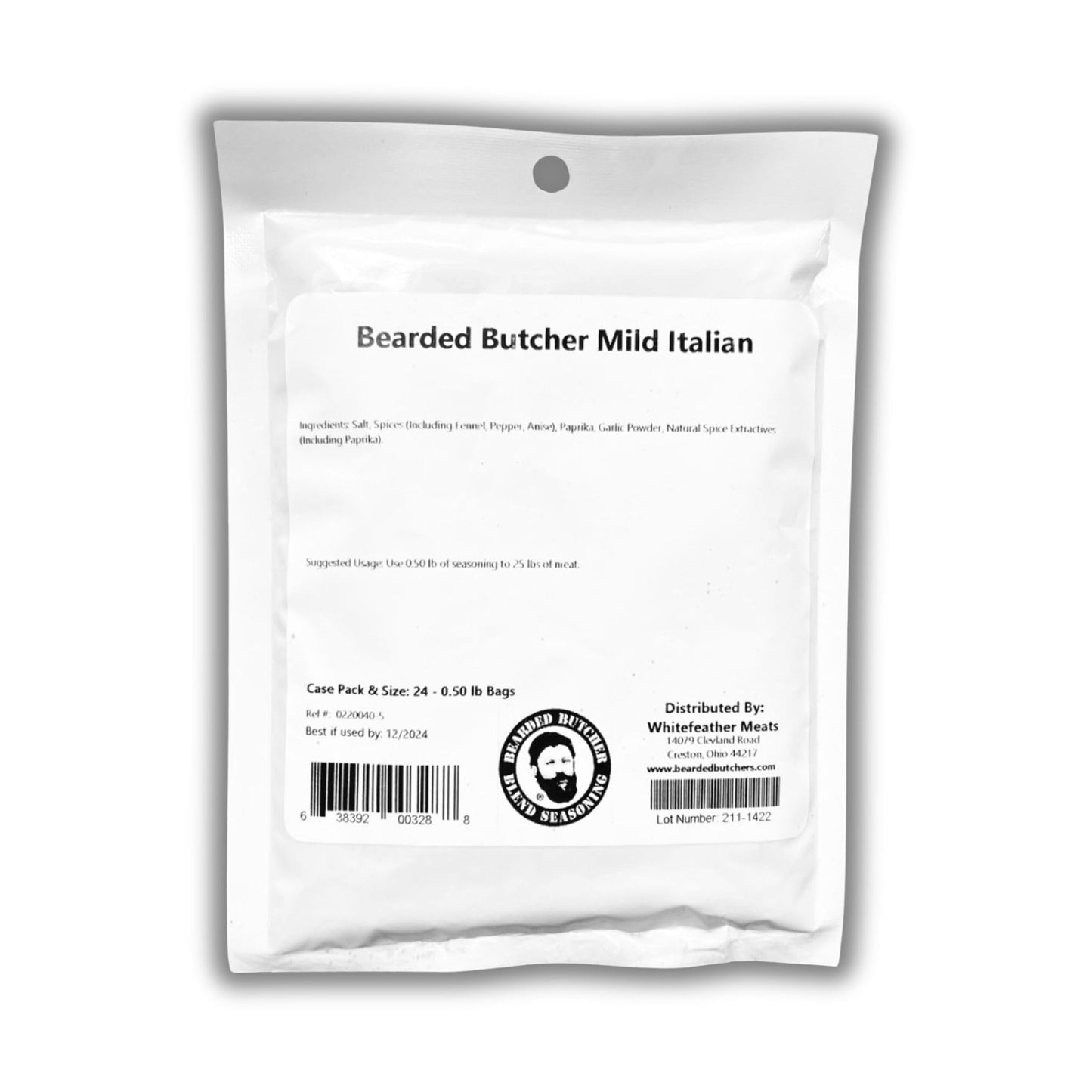Bearded Butchers Mild Italian Seasoning, 8 oz - Seasons Up to 25 lbs of Meat - Classic Blend with Fennel, Paprika & Garlic - Perfect for Italian
