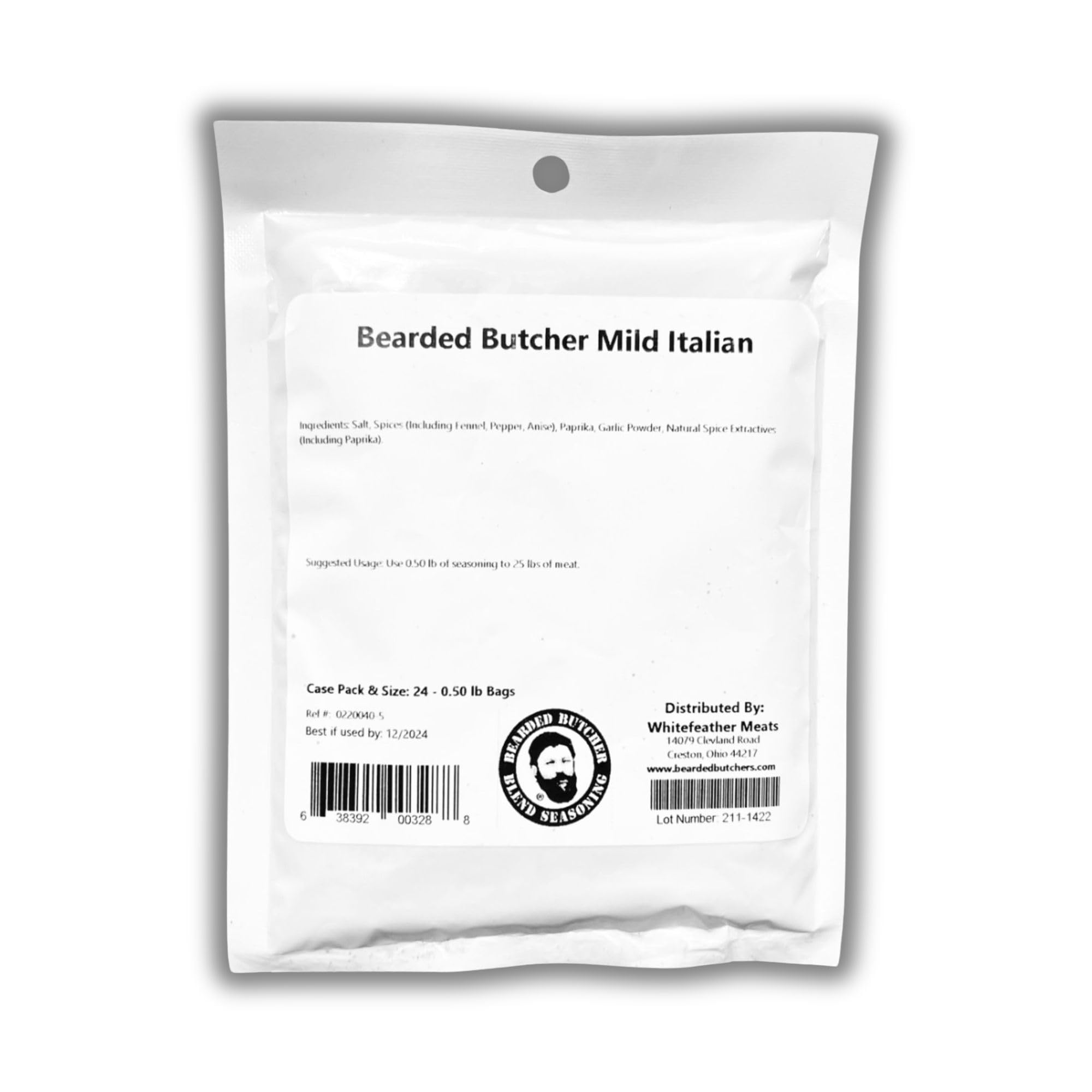 Bearded Butchers Mild Italian Seasoning, 8 oz - Seasons Up to 25 lbs of Meat - Classic Blend with Fennel, Paprika & Garlic - Perfect for Italian