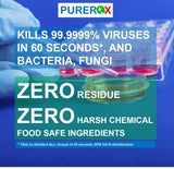 PUREROX disinfectant (2oz, 6pk) TSA Approved travel size. Eliminate 99.9999% viruses Norovirus, MRSA, Fungus, Bacteria. Hospital Grade. Safe for Use