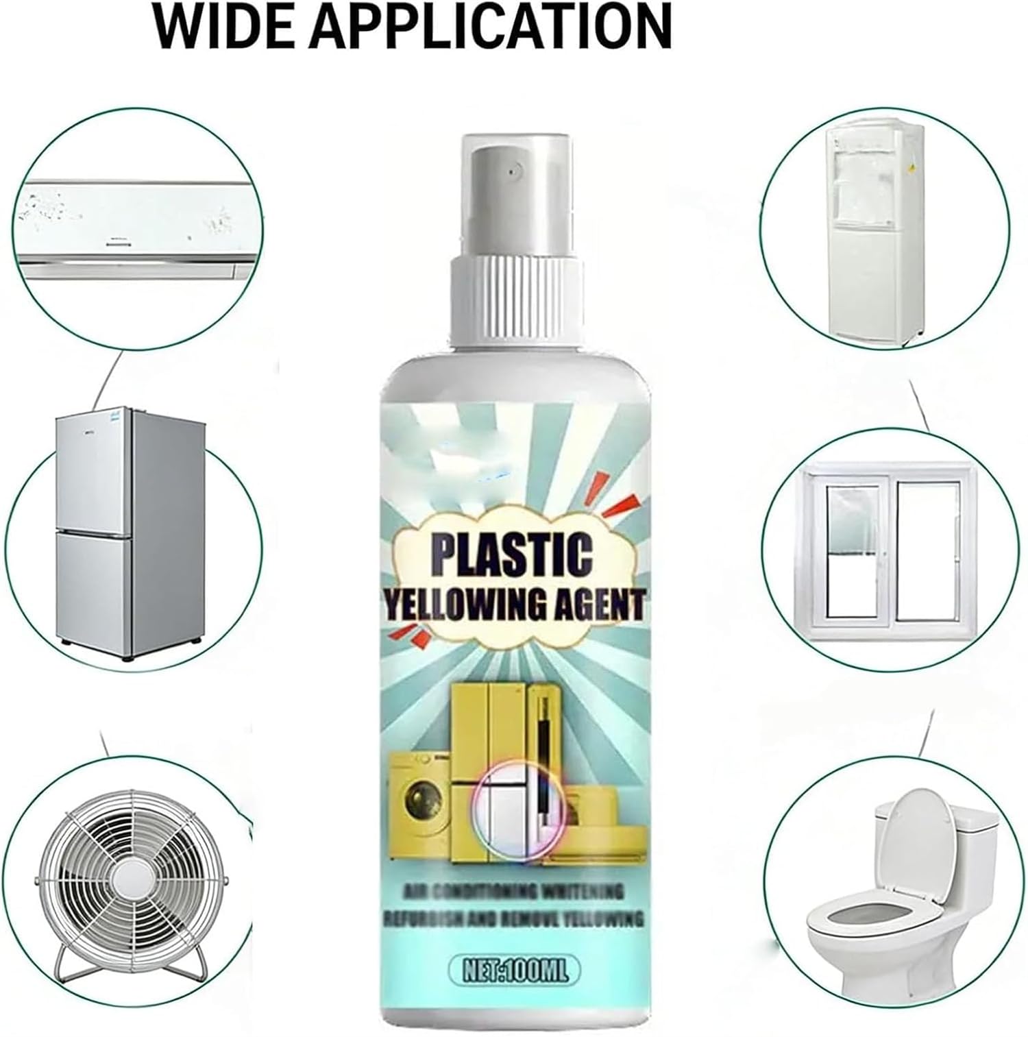 EASLIF Plastic Yellowing Restorer Kit, Heavy Duty Yellow Stain Remover Cleaner Spray for Electronics and Appliances, Fast-Acting Formula Restores