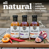 Bearfoot BBQ California BBQ Sauce Variety Pack (3-Pack) - Apricot Habanero, Fig Serrano & Pomegranate Fresno - 13.3 Oz per bottle, All Natural