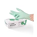 LANON 5 mil Vitamin-E Coated Latex Disposable Gloves, Food-Contact Grade, Fully Textured, Green, Medium