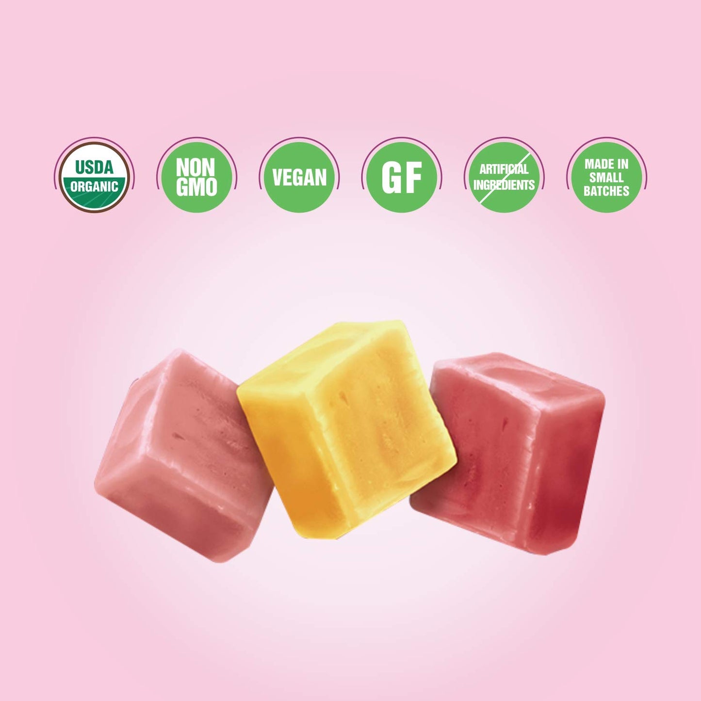 Lovely Candy Co. Organic Chewy Candies 5oz Bag (3-pack) | Natural Strawberry, Lemon & Cherry Flavors | Vegan, Gluten Free, Non-GMO, No Artificial