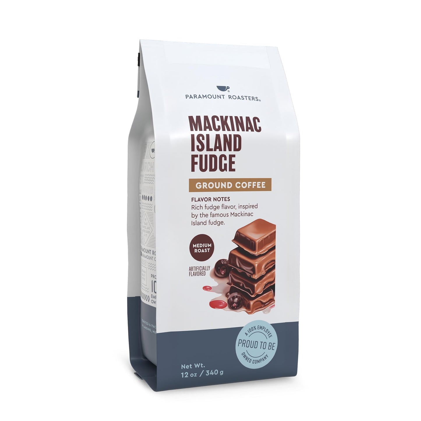 Mackinac Island Fudge Flavored Coffee, 12oz Ground - Medium Roast 100% Arabica