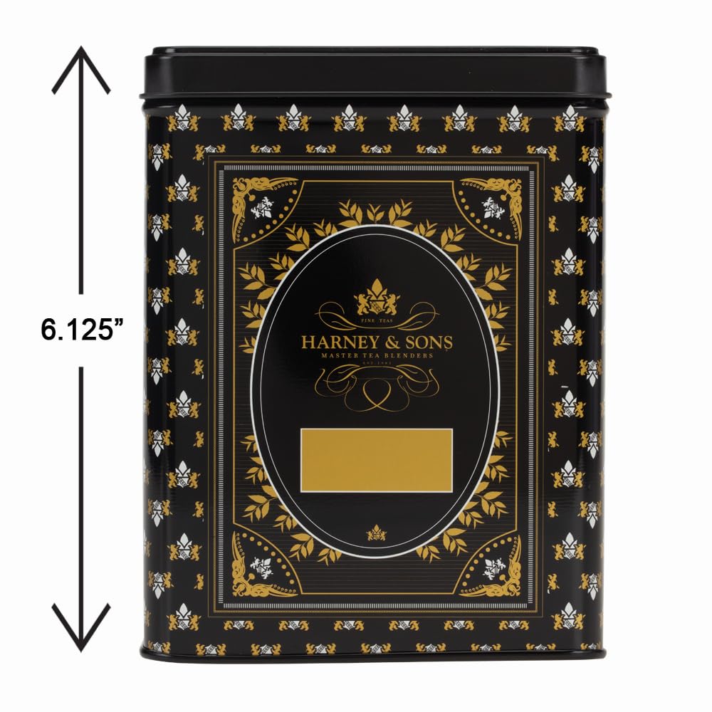 Harney & Sons Hot Cinnamon Spice Tea & Black Tea Canister, 50ct sachet & Storage Tin Set