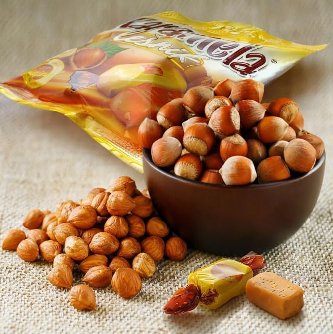 Caramel Candies With Hazelnut 100 gr, (Pionir Lesnik Karamela) Pack of 3, 10.5 oz